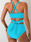 Sexy Black Mesh Patchwork Bikini Set 2026 Women Hanging Neck Bandage Cross High Waist Swimsuit Beach Bathing Suit Swimwear