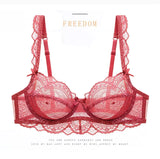Logirlve Ultrathin Bra Transparent Brassiere Sexy Underwear Plus Size Cup Embroidery Women Lingerie Lace Bras Hollow out