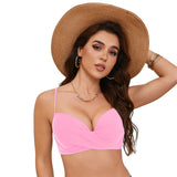 Women's Sexy Bikini Bra Fashion Push Up Underwear Swimsuit Solid Color Cross Tie Bra Pad No Steel Swimsuits Bikini Lenceria