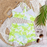Tie Dye Lace Up Shorts Female Swimsuit High Waist Bikini Women Swimwear Two-pieces Bikini Set Yoga Bather Bathing Suit Swim Lady