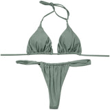 Sexy Bikini Set Two Piece Swimsuit Bikini Set Push Up Bra Solid Thong Women Swimwear Beachwear Bathing Suit Traje De BañO 2024