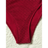 S - XL Deep V Neck Knit Fish Net Mesh Women Swimwear One Piece Swimsuit Female Monokini Backless Bather Bathing Suit Swim V7832