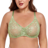 3 Pcs Women's Bra Elegant Retro Lace Sheer Unpadded Sexy Lingerie BH Tops Flower knitting Brassiere Underwire Plus Size Bras