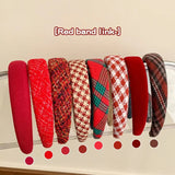 New Year's Christmas Red Hair Bands Fall Winter Popular Wide Edge Pressure Hairpin Headband Headdress Hair Accessories for Women