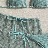 With Fishnet Sarong Skirt Halter Micro Bikini Women Swimwear Female Swimsuit Three-pieces Bikini Set Bathing Suit Swim Beachwear