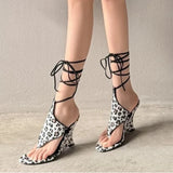 Lace-up Sandals Women's Summer Round Toe Clip  Sexy Fashion High Heels