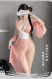 Women Sexy Lingerie Hanfu Dress Cosplay Costume Deep V Erotic See-through Pink Chinese Ancient Style Temptation Dresses