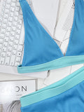 Bikini 2026 Sexy Swimwear Swimsuit Women Blue Patchwork High Waist Bikinis Set Bathing Suit Beach Bikini Female Push Up Biquinis