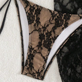 Bikini swimsuit three-piece European and American ins style sexy lace women's strappy swimsuit for women