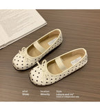 Polka Dot Women Ballet Flats Comfortable Round Toe Elastic Band Shoes Street Style Soft Sole Ladies Eelgant Wedding Dress Shoes