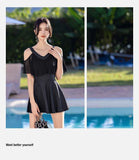 New Swimsuit for Women Soaking in Hot Springs, Concealing Flesh and Slimming, Conservative One-piece Skirt, Flat Angle Swimsuit