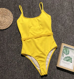 DEKA Solid One Piece Swimsuit Female Swimwear Women Cut Out Bathing Suits Summer Beach Wear Sport Swimming T Shirt Monokini