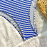 2025 New Split Swimsuit Women's Drawstring Backless Fashion Sexy Stripes Gather Slim and Thin Swimsuit Купальник Женский