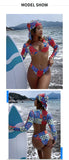 Sexy Two Piece Swimsuit Swimwear Women Push Up Long Sleeve Print Bathing Suit Beachwear Female New Banadores Bikinis 2026 Mujer