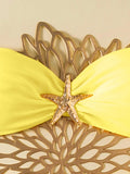 Sexy Bandeau Bikini Set 2026 Women Coffee Starfish Ornament Push Up Thong Swimsuit Brazilian Beach Bathing Suit Micro Swimwear