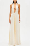 Sexy Deep V Halter Neck Long Dress Women Elegant Bandage Patchwork Luxury Evening Dresses Solid Color Hot Girls Party Vestidos