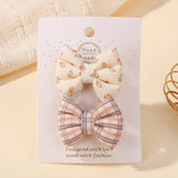 2Pcs/Set Cute Cotton Bowknot Hair Clips for Baby Girls Ins Style Hair Bows Plaid Boutique Hairgripes Kids Hair Accessories Gift