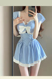 Korea Style One Piece Swimsuit with Skirt Monokini 2024 Women Front Bow Push Up Pleate Tummy Control Beach Bathing Suit Swimwear