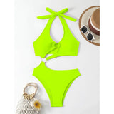 2026 Sexy Halter Asymmetric One Shoulder One Piece Swimsuit Women Swimwear Female Bather Bathing Suit Swim Lady Monokini V2660