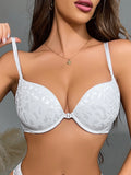 Women's Front Closure Underwire Bra Solid Color Push Up Bralette Sexy Deep V Lingerie Underwear Padded Bra