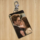 classic Twilight Saga Edward Rectangle ID Card Case Keychain Access Card Bag Key Tag Ring Leather Card Holder Key Ring Access