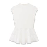 Women's Fashion Casual Sleeveless Half-High Collar Short Skirt Hem Top White Sleeved Peplum Top High Neck Slim Fit Casual KUAT