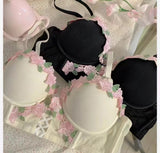 MOYISU London Anime Bralette - Delicate Wireless Bra for Set Teens, Japanese Summer Underwear Small Bust Close-Fit Subtle Allure