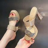 2026 Women's Fashion Sandals High Heels Ultra High Heel Sexy WaterproofHeel Leather Slippers