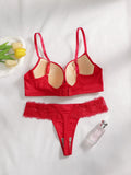 Women's sexy embroidered lace lingerie set with steel rims adjustable shoulder straps comfortable bra set J2527
