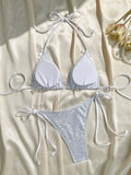 Shiny Brozing Neon Yellow Micro Bikini 2026 Women Sexy Bow Strap Push Up Bra Tie Side Thong Swimsuit Pool Bathing Suit  Swimwear