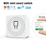 Mini 16A WiFi Switch Works with Tuya Smart Life App 2 Way Control Smart Home Automation Module Interruptor Work for Alexa Google