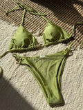 Shiny Sparkling Halter Metal Ring Bikini Women Swimwear Female Swimsuit Two-pieces Bikini Set Brazilian Bather Bathing Suit Swim