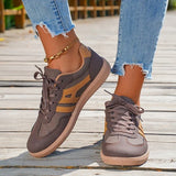 Mix Color Women's Autumn Sneakers Fashion Splicing Flat Heel Vulcanized Shoes Female Lace-Up Non-Slip Pu Leather Casual Shoes