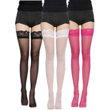 Sexy Lace Stockings for Women Thigh High Sheer Breathable Summer Socks JK Style Fashion Versatile Lingerie Black White Red