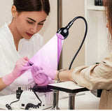 UV Nail Lamp, Foot Switch LED Linear Lamp, Gooseneck Flash Curing Lamp, Nail Drying Lamp with Desktop Clamp