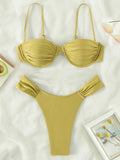Sexy Wrinkled Underwired Brazilian Bikini Female Swimsuit Women Swimwear Two-pieces Bikini Set Triangle Bathing Suit Swim Lady