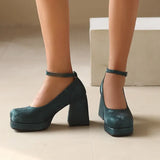 2026 Spring Style Suede Women's Thick-Soled High Heels with Ankle Buckles Women's High Heels Sizes 34 - 48