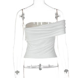 FDYOUI 2026 Woman Off Shoulder Irregular Tank Tops Elegant Sexy Sleeveless Slim T-shirt Ladies Backless Crop Top Y2K Streetwear