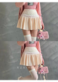Design Sense Pure Love Girl Pink Cake Skirt Exquisite Sweet Lace Splicing Pleated Skirt Short Skirt Sweet Korean Women 2QEB
