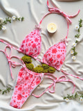 2026 Floral Print Halter Strappy Bikini Female Swimsuit Women Swimwear Two-pieces Bikini Set Bow Knotted Bathing Suit Swim Lady