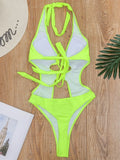 Lace up Halter Tummuy Cut Out Female Thong Swimwear One Piece Swimsuit Women Backless Monokini High Cut Bather Bathing Suit Swim