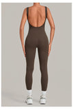 Summer Tight Yoga Jumpsuit Women Hollow Out Exposed Back Fitness Clothing Outwear Gym Running Workout Sports One Piece Suits