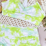 Tie Dye Lace Up Shorts Female Swimsuit High Waist Bikini Women Swimwear Two-pieces Bikini Set Yoga Bather Bathing Suit Swim Lady