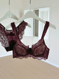 Sexy French Lace U-Back Minimizer Bra Set for Large Bust | Push Up Anti-Sagging Deep V Bralette | Summer Bestseller MOYISU Panty