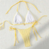 Triangle Micro Bikini for Women Yellow String Halter Thong Sexy Swimsuit Heart Bead Swimwear Bathing Suit Mini Bikinis Sets 2026