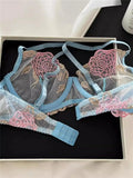 Pure Desire French Lace Bra Set Rose Embroidery Minimizer Wireless Comfort Support Full Bust Anti Sagging Breathable No Show USA