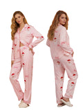 Women’s Two Piece Christmas Pajamas Set Long Sleeve Button Shirt Tops and Long Pants Fall Lounge Outfits