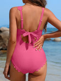2026 Sexy Ruffle Swimsuit Women One Piece Solid Swimwear Female Bathers Bathing Swimming Swim Suit Beachwear XXL