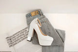 2025 New Style Women Pumps Thick Heel Drees Shoes Summer Bling platform Shoes Female Super High Heels Stripper Mujer Big Size 43