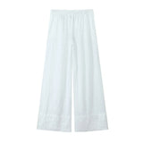 Foridol Cotton Linen White Long Pants Women Spring Summer Casual Wide Leg Pants Pantalones Elastic Waist Sash New Female Pants